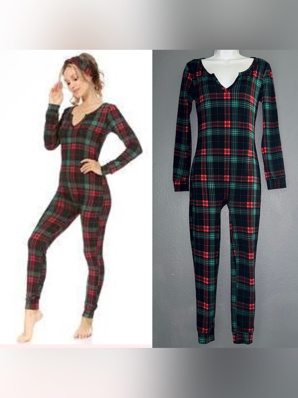 Shosho Women’s Checkered Gingham Red Long Sleeve Pajamas Medium